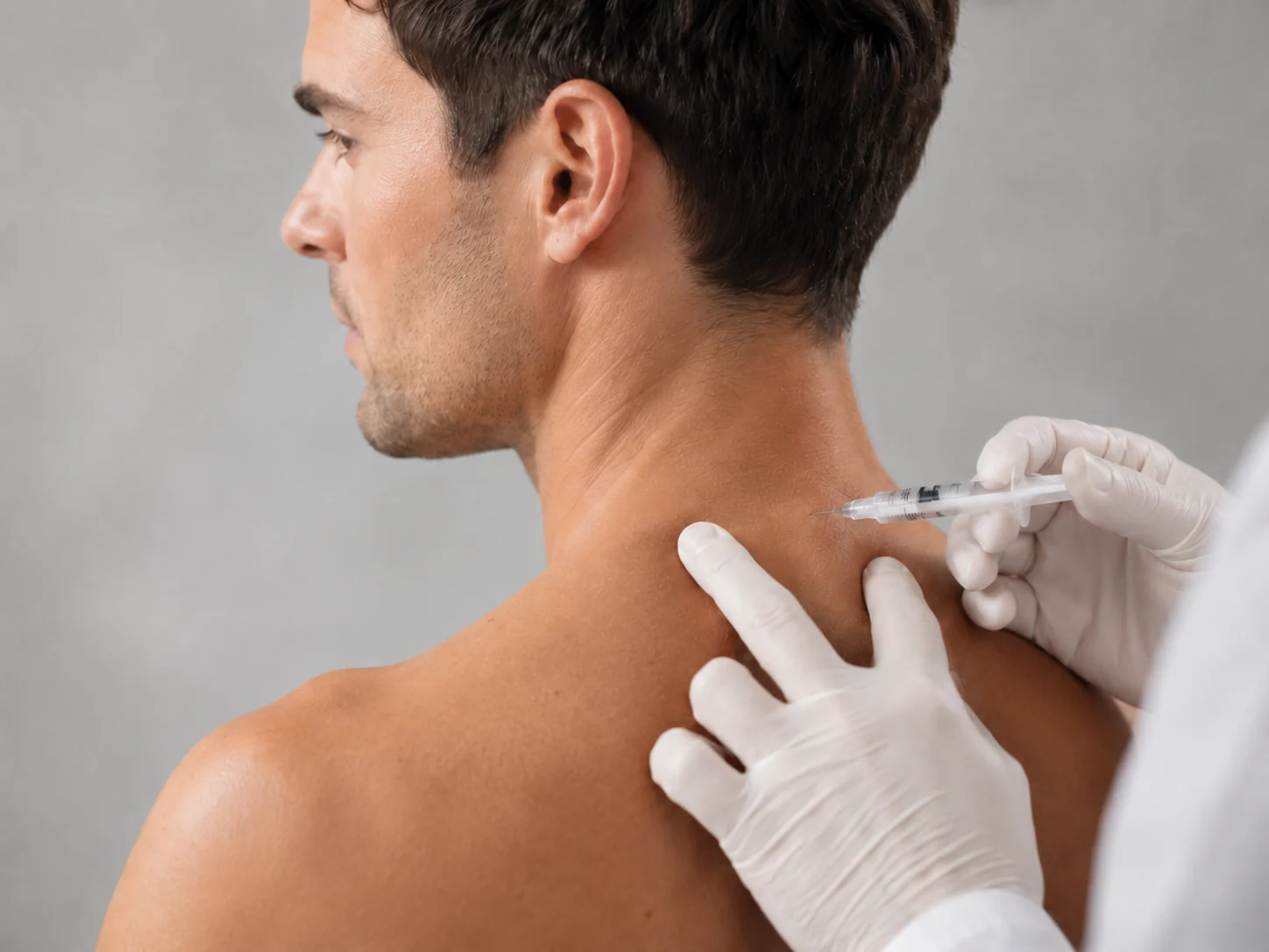 Neuraltherapeutische Injektion im Schulter-Nacken-Bereich